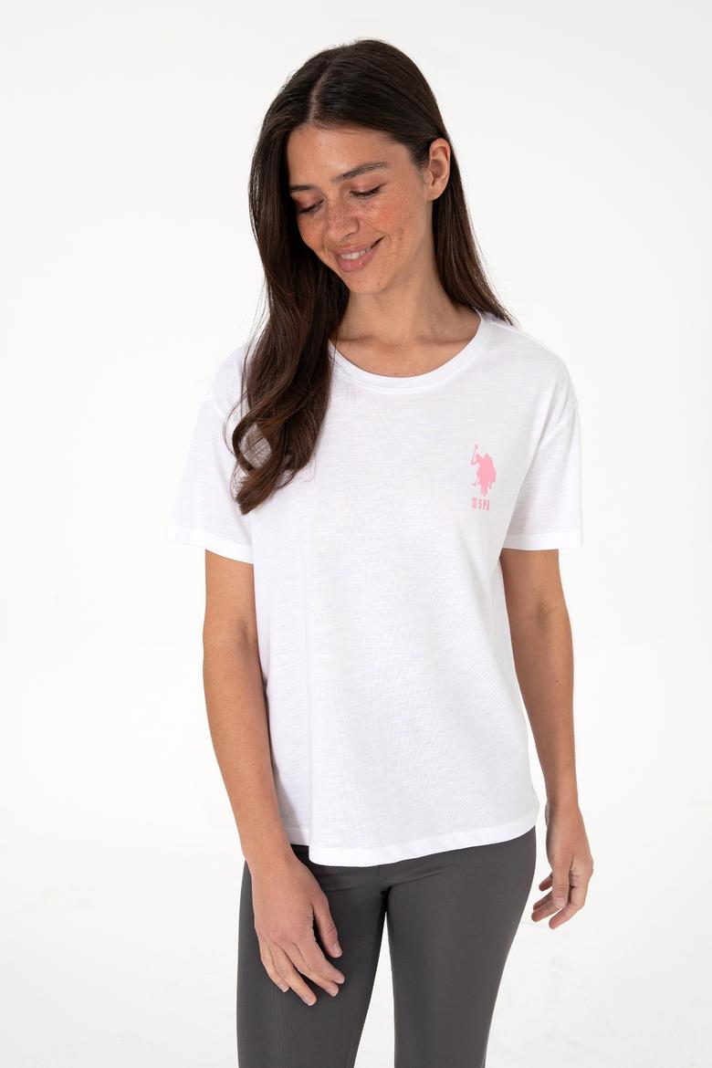 Kadın Beyaz Bisiklet Yaka Tişört - 50300703007