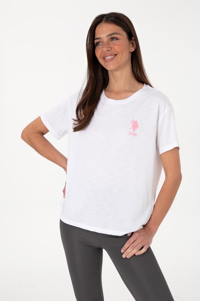 Kadın Beyaz Bisiklet Yaka Tişört