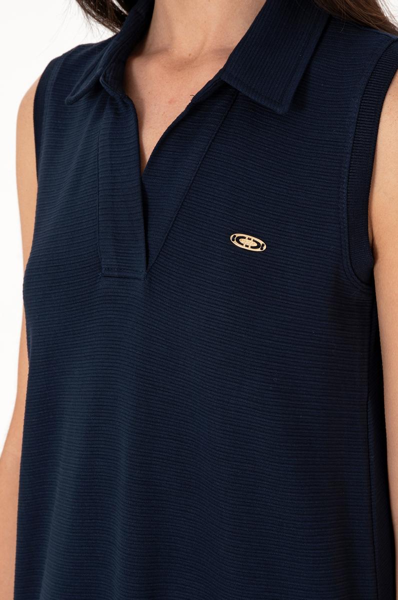 Kadın Lacivert Polo Yaka Midi Boy Örme Elbise
