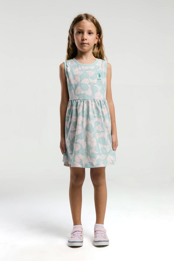 Kız Çocuk Su Yeşili Örme Elbise