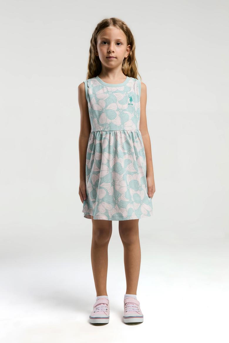Kız Çocuk Su Yeşili Örme Elbise