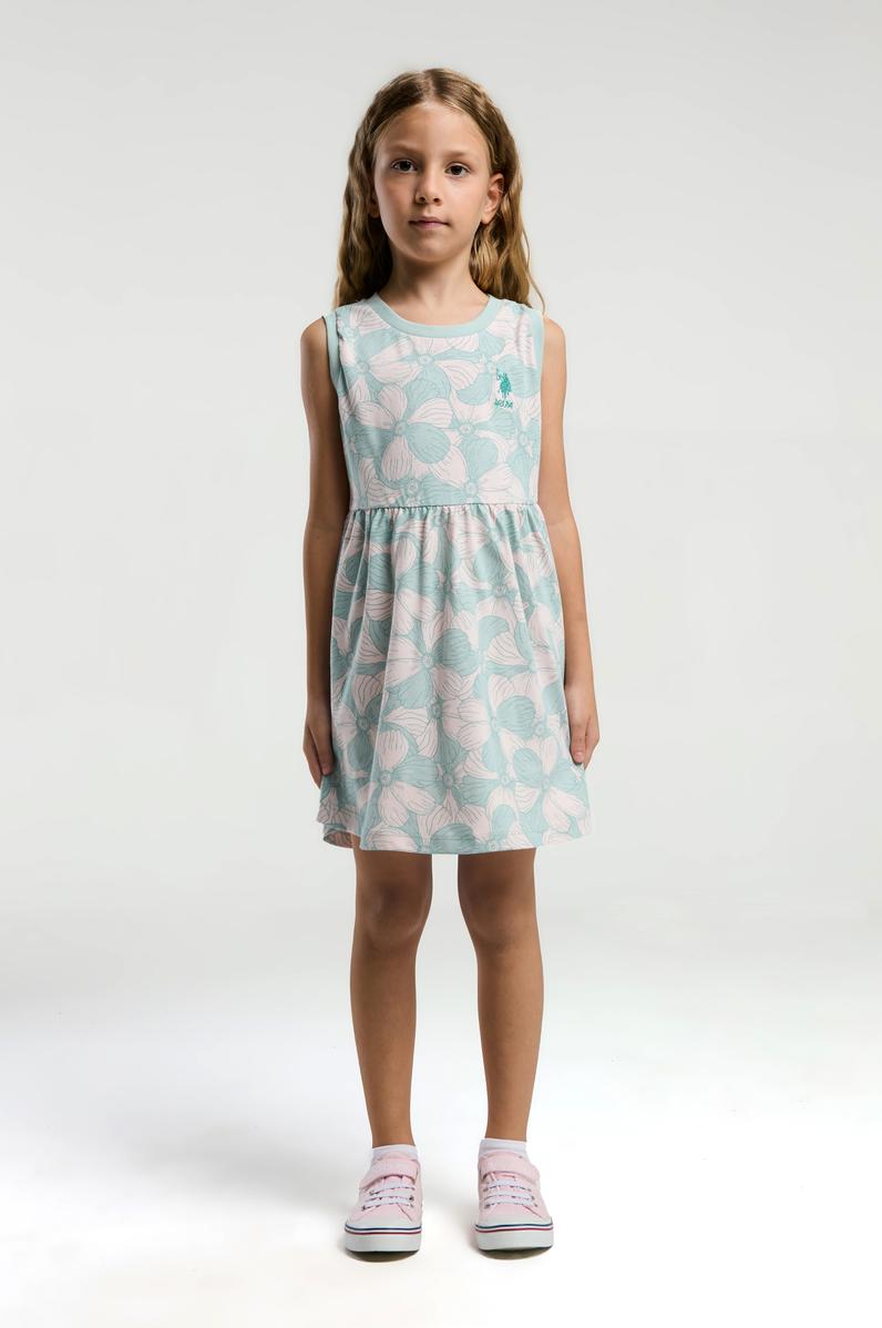 Kız Çocuk Su Yeşili Örme Elbise