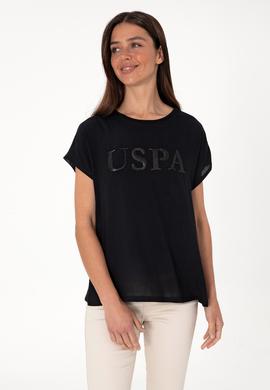 Kadın Siyah Bisiklet Yaka Tişört - 50300777029