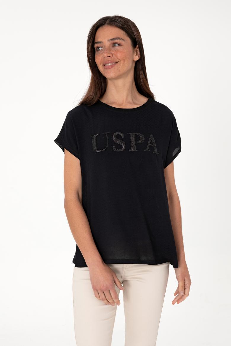 Kadın Siyah Bisiklet Yaka Tişört - 50300777029