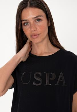 Kadın Siyah Bisiklet Yaka Tişört - 50300777029