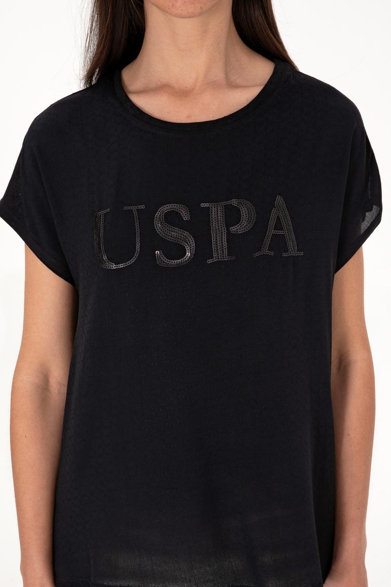 Kadın Siyah Bisiklet Yaka Tişört - 50300777029