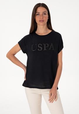 Kadın Siyah Bisiklet Yaka Tişört - 50300777029