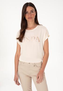 Kadın Krem Bisiklet Yaka Tişört - 50300777046