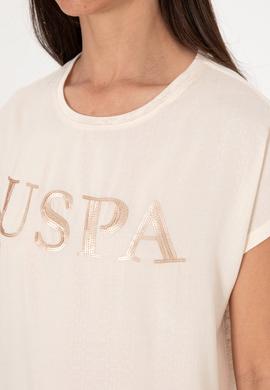 Kadın Krem Bisiklet Yaka Tişört - 50300777046