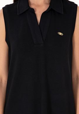 Kadın Siyah Polo Yaka Midi Boy Örme Elbise - 50300674043