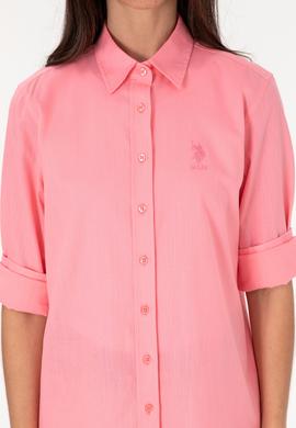 Kadın Pembe Uzun Kollu Basic Gömlek - 50307694019