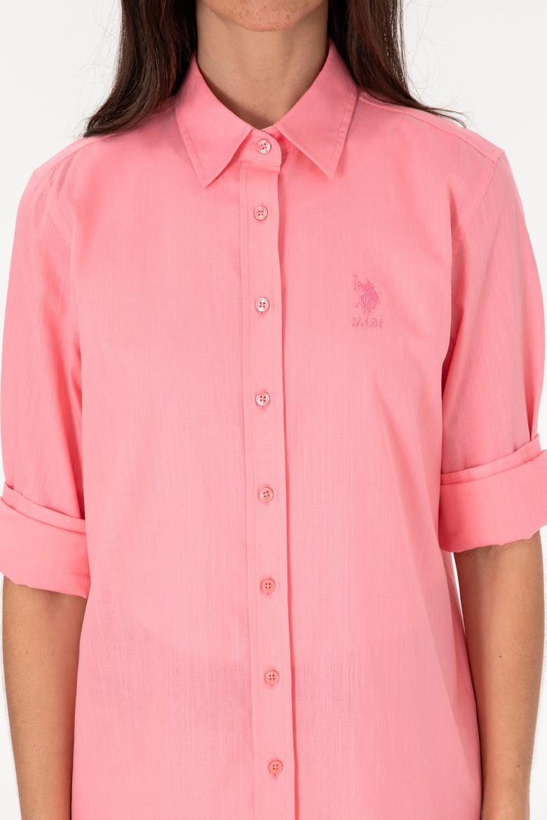 Kadın Pembe Uzun Kollu Basic Gömlek - 50307694019