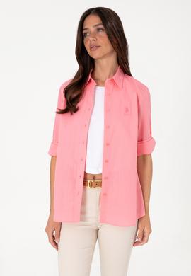 Kadın Pembe Uzun Kollu Basic Gömlek - 50307694019