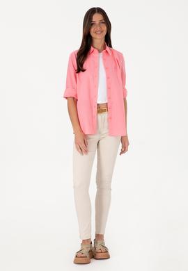 Kadın Pembe Uzun Kollu Basic Gömlek - 50307694019