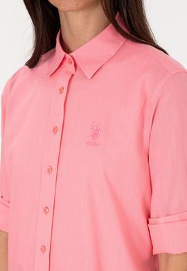 Kadın Pembe Uzun Kollu Basic Gömlek - 50307694019