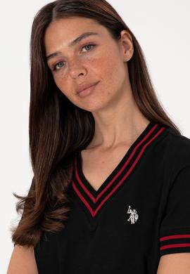 Kadın Siyah V Yaka Tişört - 50305770015