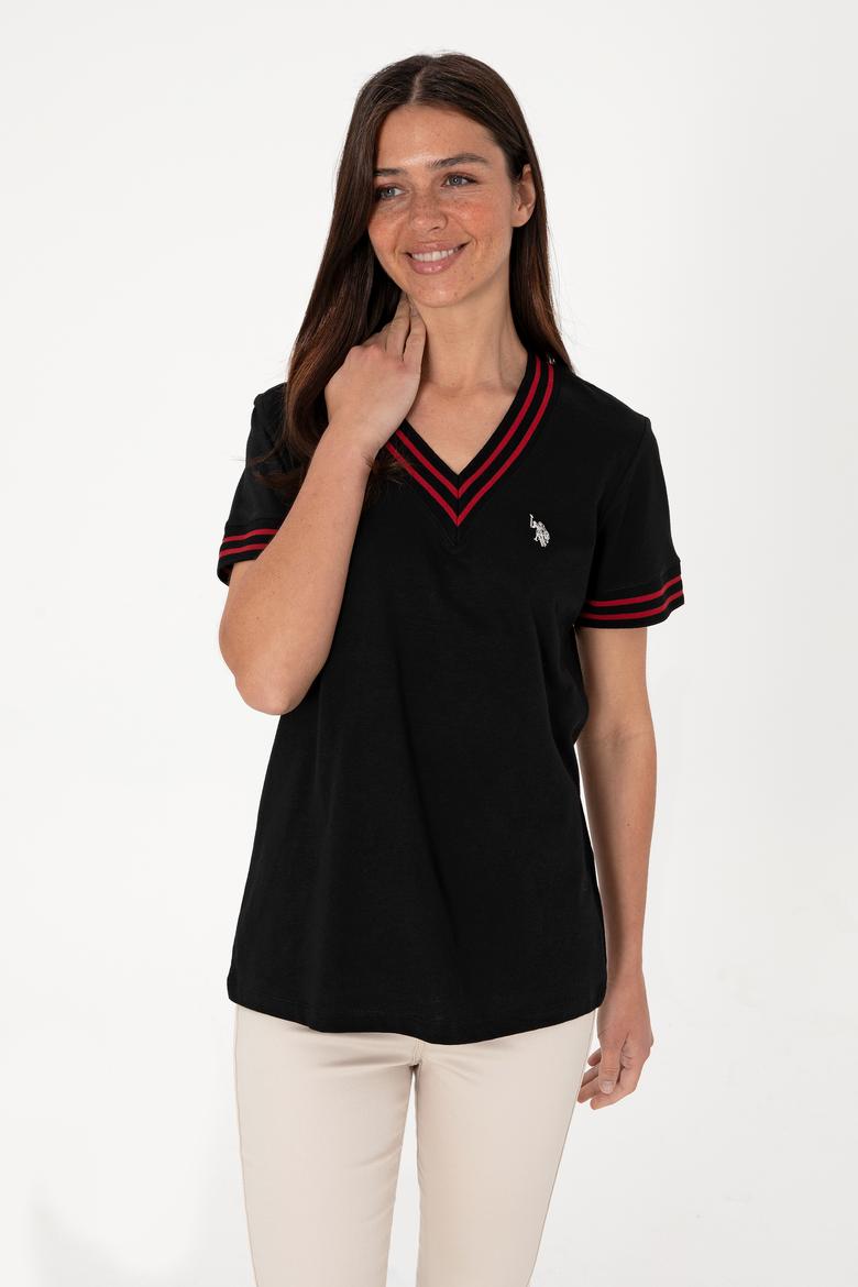 Kadın Siyah V Yaka Tişört