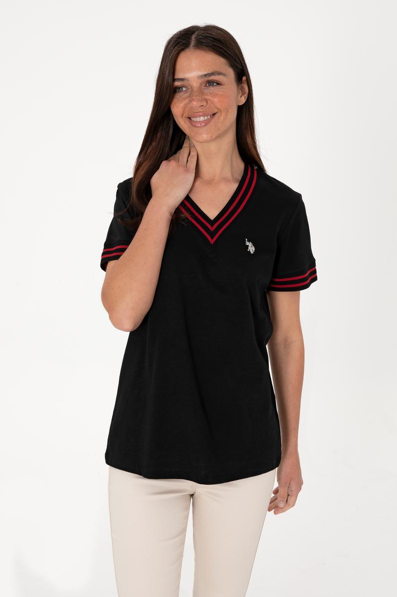 Kadın Siyah V Yaka Tişört