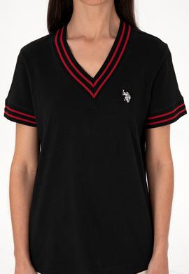 Kadın Siyah V Yaka Tişört - 50305770015