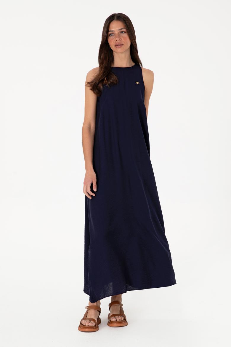Kadın Lacivert Maxi Boy Dokuma Elbise