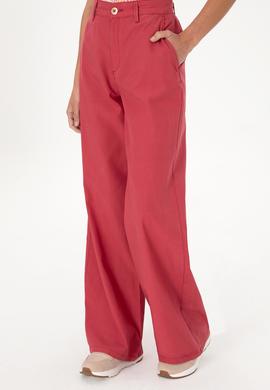 Kadın Vişne Kanvas Loose Fit Pantolon - 50309122018