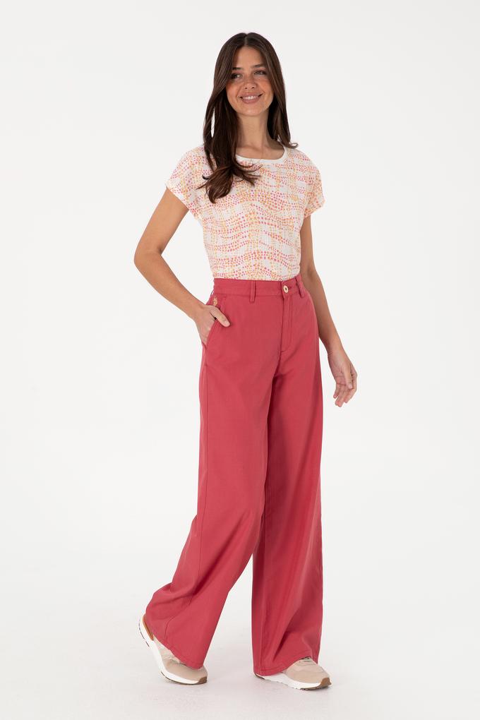 Kadın Vişne Kanvas Loose Fit Pantolon