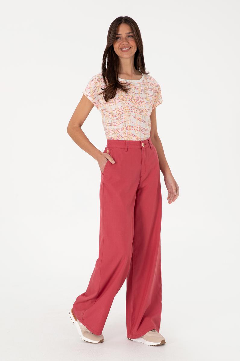 Kadın Vişne Kanvas Loose Fit Pantolon