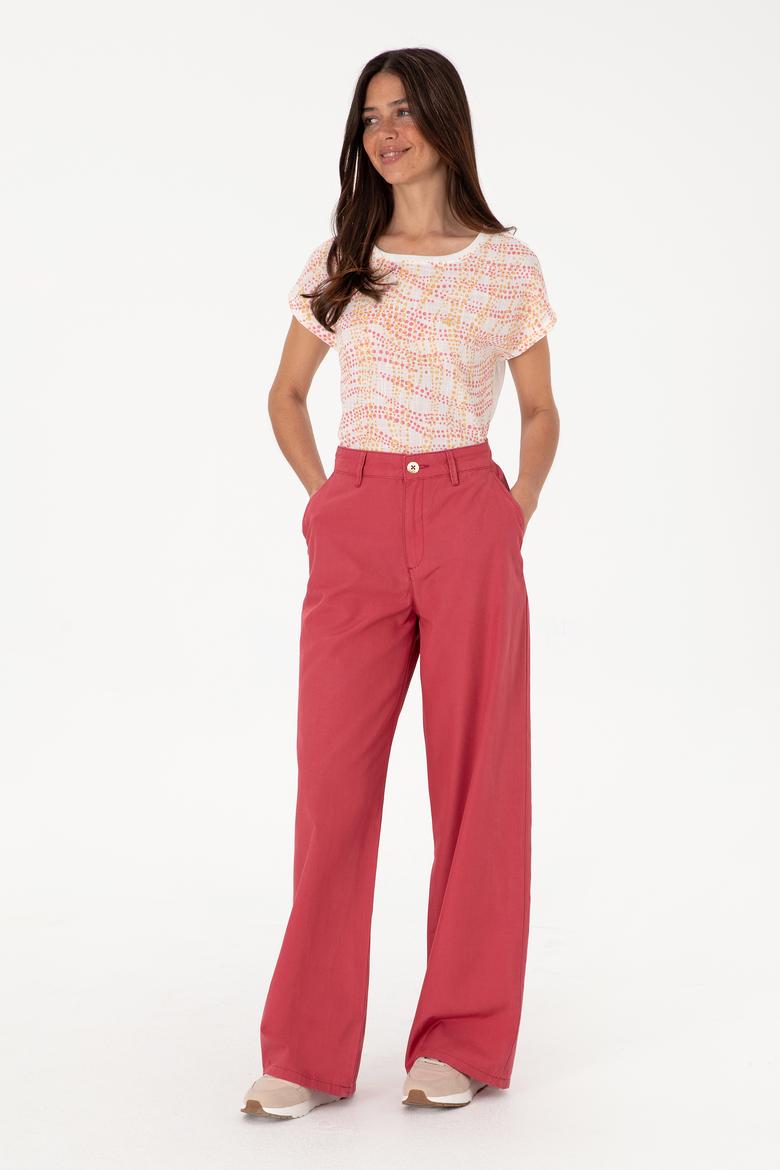 Kadın Vişne Kanvas Loose Fit Pantolon - 50309122018