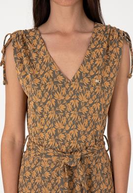 Kadın Vizon Desenli V Yaka Midi Boy Örme Elbise - 50306734061