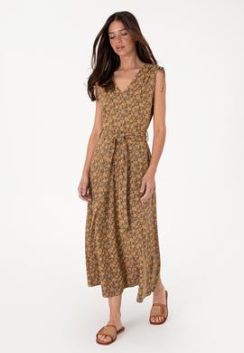 Kadın Vizon Desenli V Yaka Midi Boy Örme Elbise - 50306734061