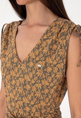 Kadın Vizon Desenli V Yaka Midi Boy Örme Elbise - 50306734061