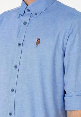 Erkek Kobalt Mavi Uzun Kollu Basic Gömlek - 50297981053