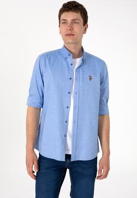 Erkek Kobalt Mavi Uzun Kollu Basic Gömlek - 50297981053