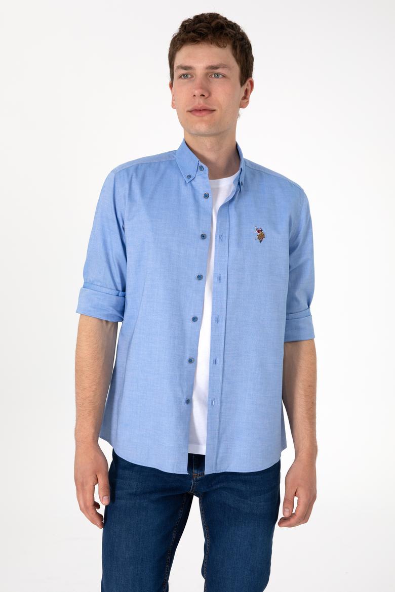 Erkek Kobalt Mavi Uzun Kollu Basic Gömlek - 50297981053