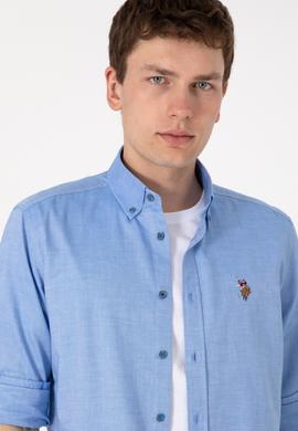 Erkek Kobalt Mavi Uzun Kollu Basic Gömlek - 50297981053