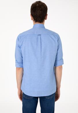 Erkek Kobalt Mavi Uzun Kollu Basic Gömlek - 50297981053