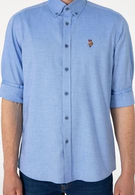 Erkek Kobalt Mavi Uzun Kollu Basic Gömlek - 50297981053