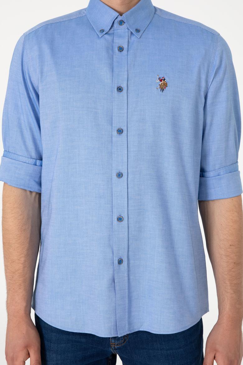 Erkek Kobalt Mavi Uzun Kollu Basic Gömlek - 50297981053