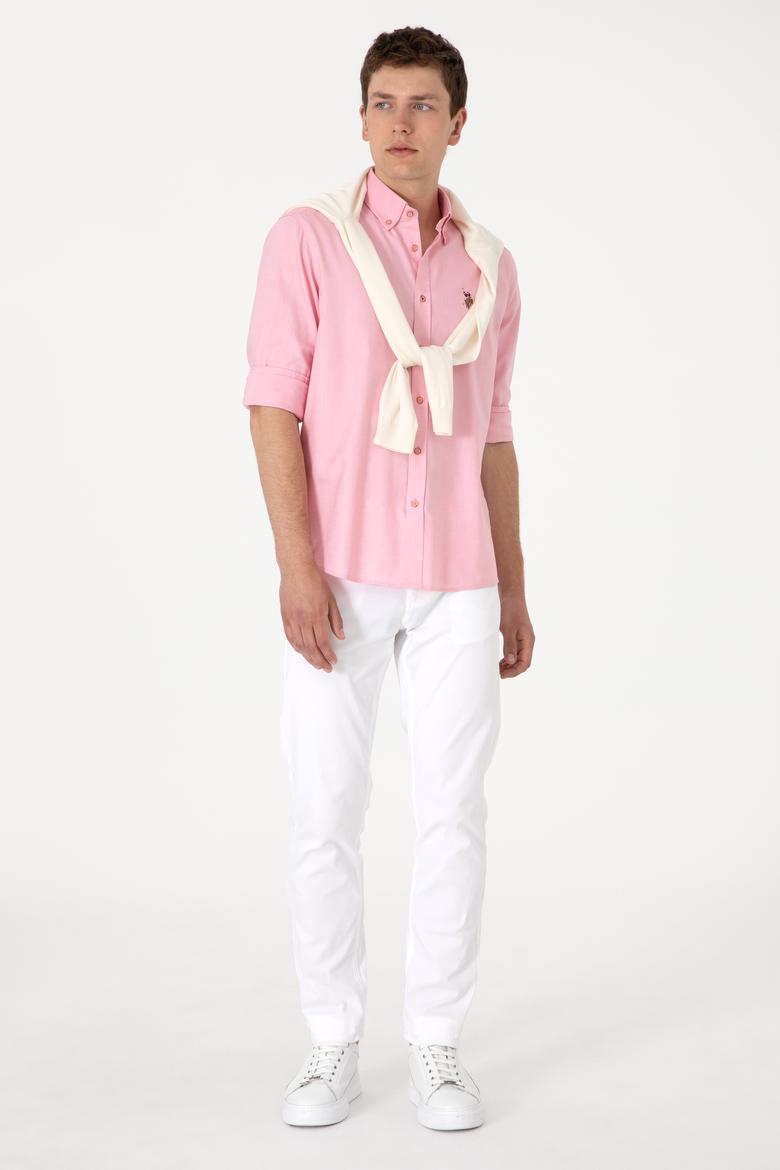 Erkek Pembe Uzun Kollu Basic Gömlek - 50297981078