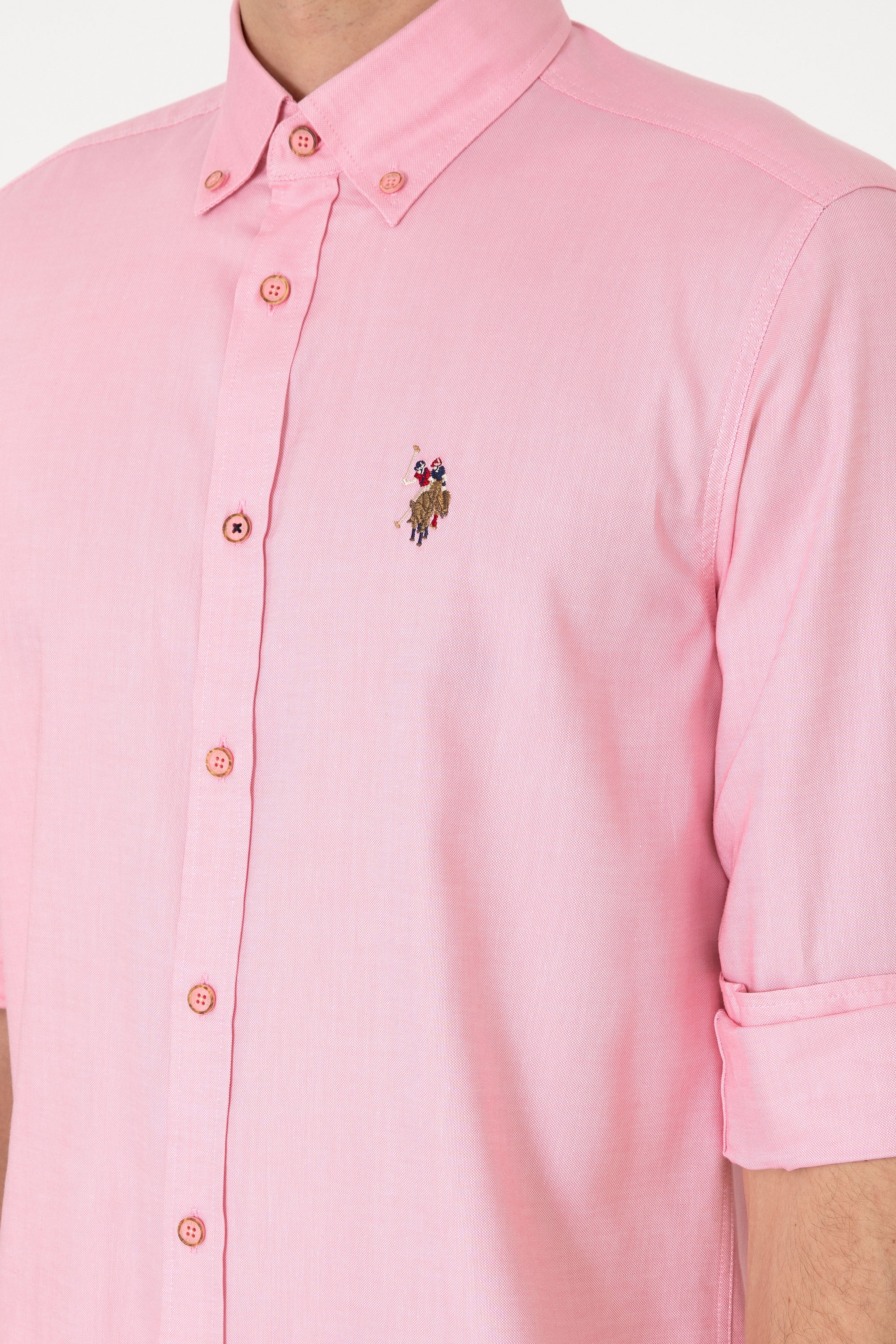 Erkek Pembe Uzun Kollu Basic Gömlek - Image 7
