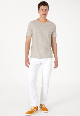 Erkek Slim Fit Beyaz Kanvas Pantolon - 50299193271