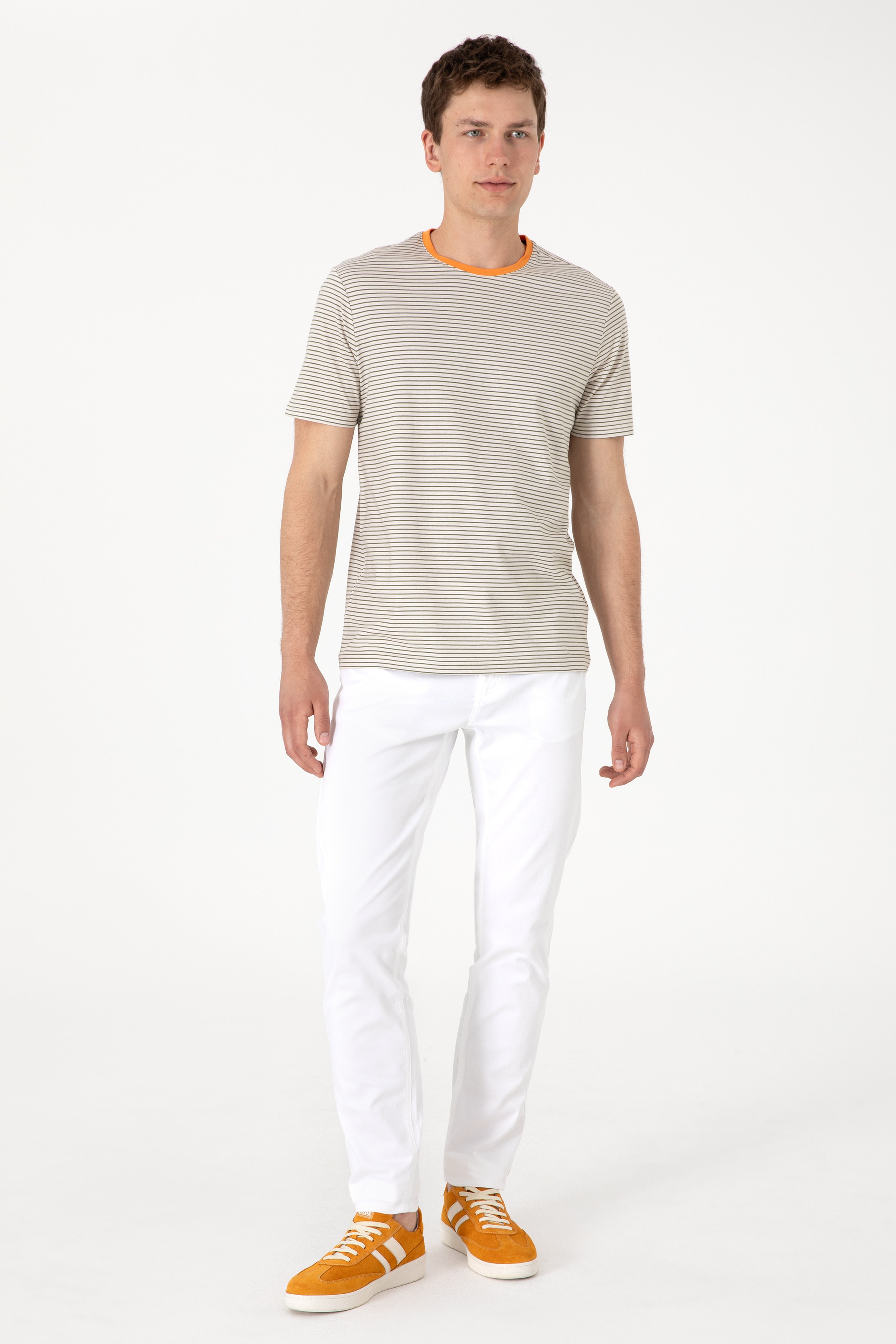 Erkek Slim Fit Beyaz Kanvas Pantolon