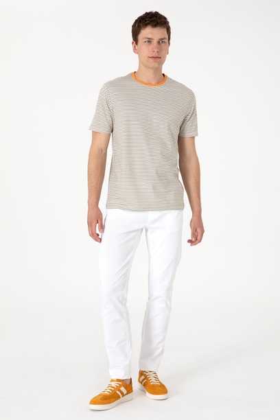 Erkek Slim Fit Beyaz Kanvas Pantolon