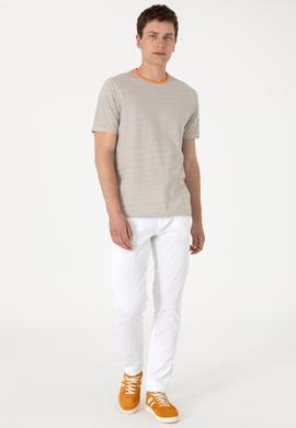 Erkek Slim Fit Beyaz Kanvas Pantolon - 50299193271