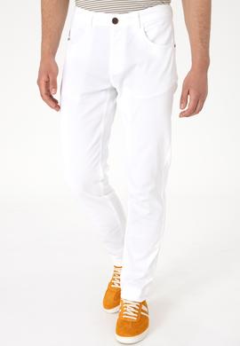 Erkek Slim Fit Beyaz Kanvas Pantolon - 50299193271