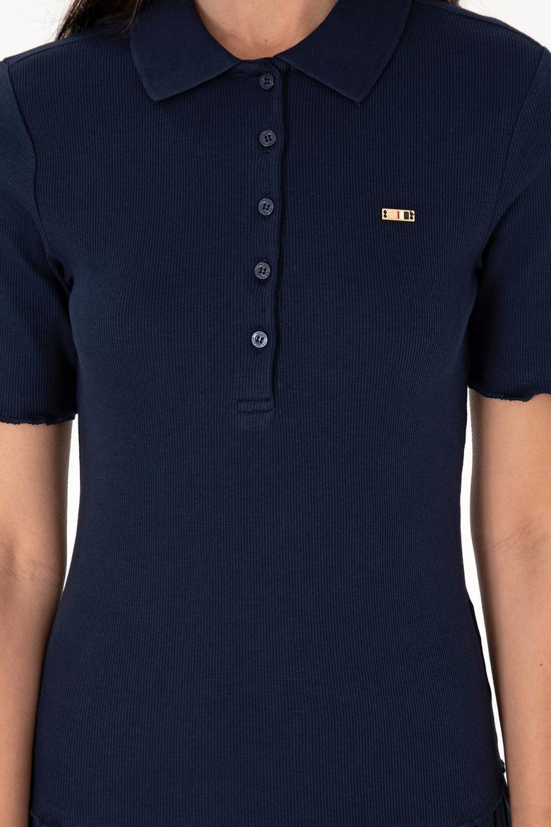 Kadın Lacivert Polo Yaka Tişört - 50306021007