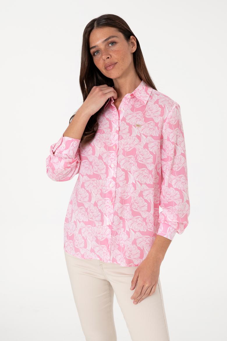 Kadın Pembe Uzun Kollu Gömlek