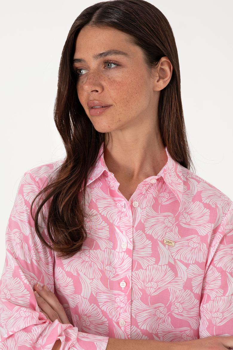 Kadın Pembe Uzun Kollu Gömlek - 50306414005