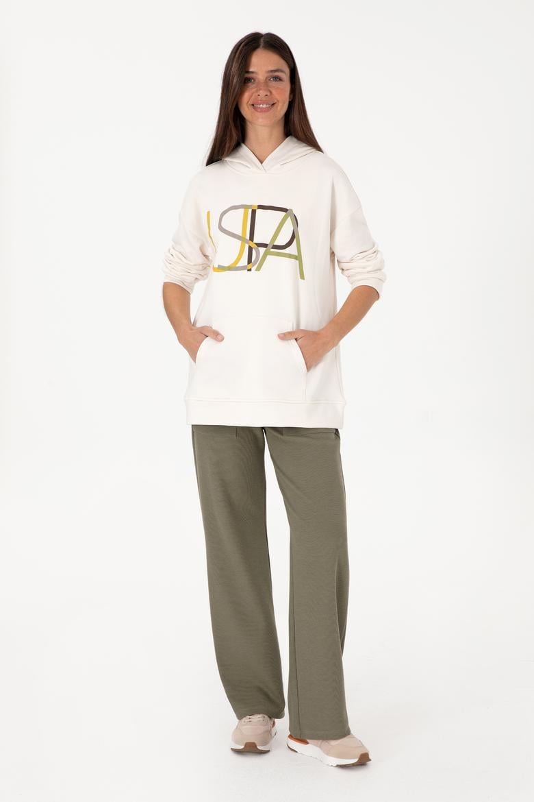 Kadın Krem Kapüşonlu Sweatshırt - 50291261021