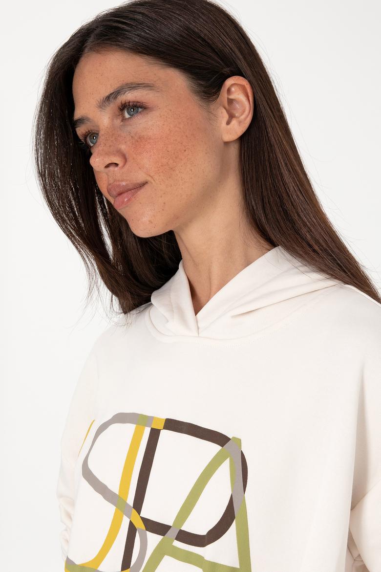 Kadın Krem Kapüşonlu Sweatshırt - 50291261021